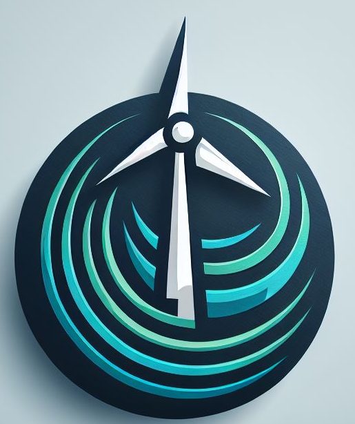 A modern and clean logo design for a company in the wind turbine sector. The logo should incorporate